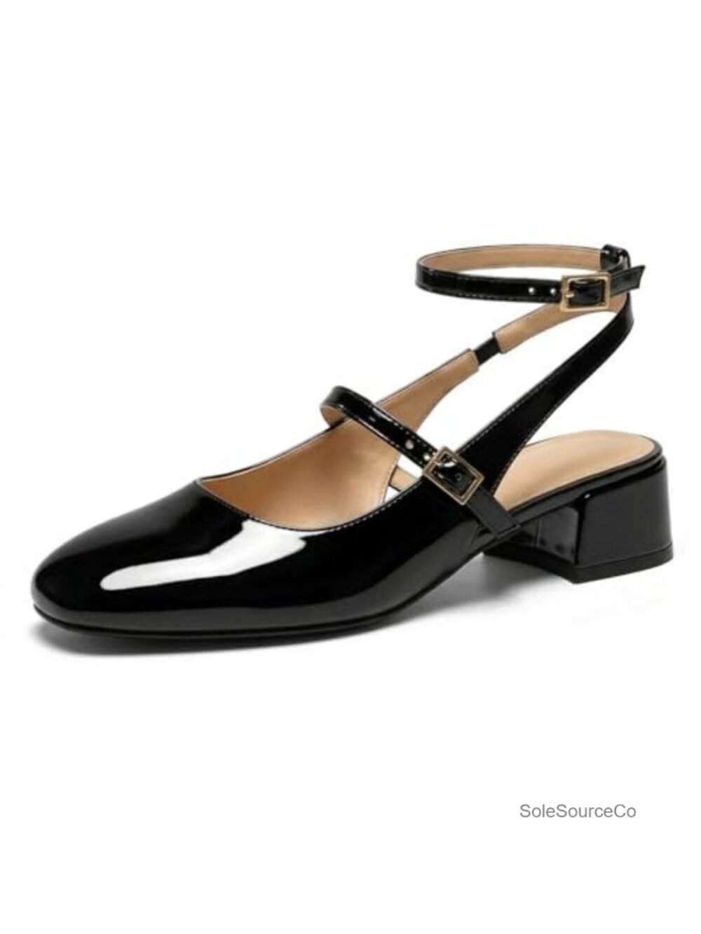 Women's Square Toe Mary Jane Pumps Chunky Low Heels Ankle Strap Slingback Party